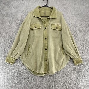 Free People Ruby Jacket Womens XS Inside Out Fleece Shacket Elbow Patch Boho